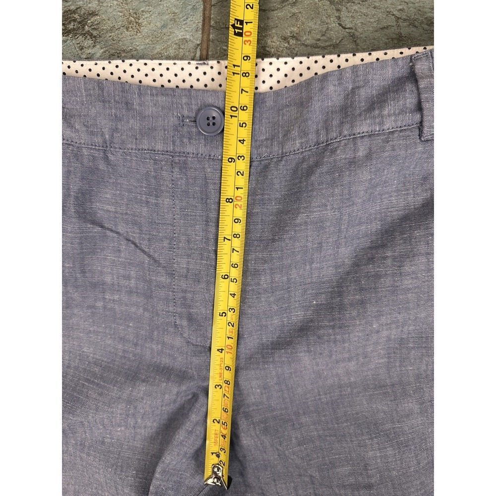 Talbots Perfect Crop Chino Pants Size 8 Women's Blue Cotton Denim Look Chambray - Picture 7 of 8